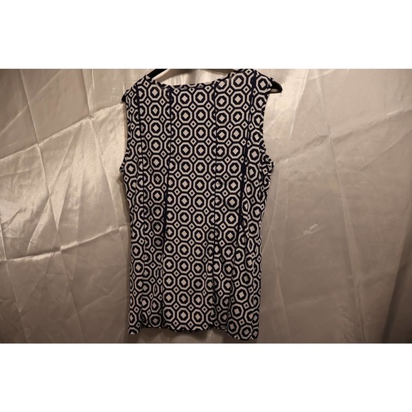 Maria Gabrielle Women Sz Large Pleated Blouse, Blue/White - Picture 9 of 11